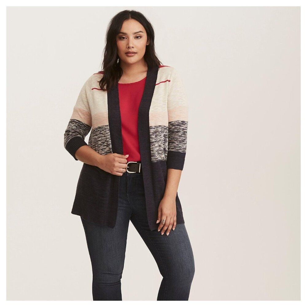 Striped Open Cardigan